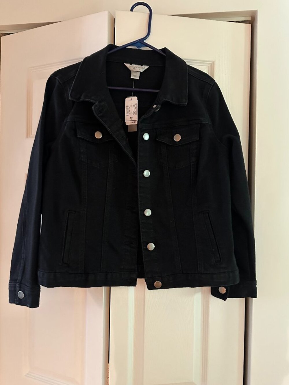 NWT Black Demin Christopher and Banks Jean Jacket Size Medium Petite